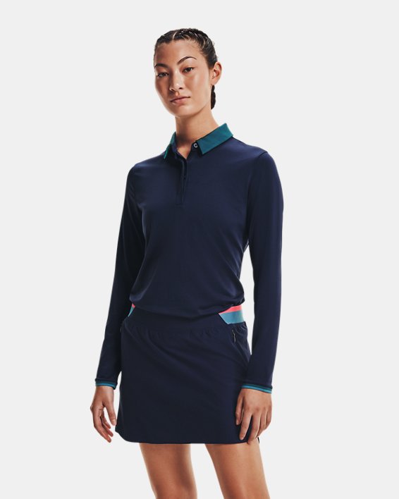 Women's UA Zinger Long Sleeve Polo, Navy, pdpMainDesktop image number 1